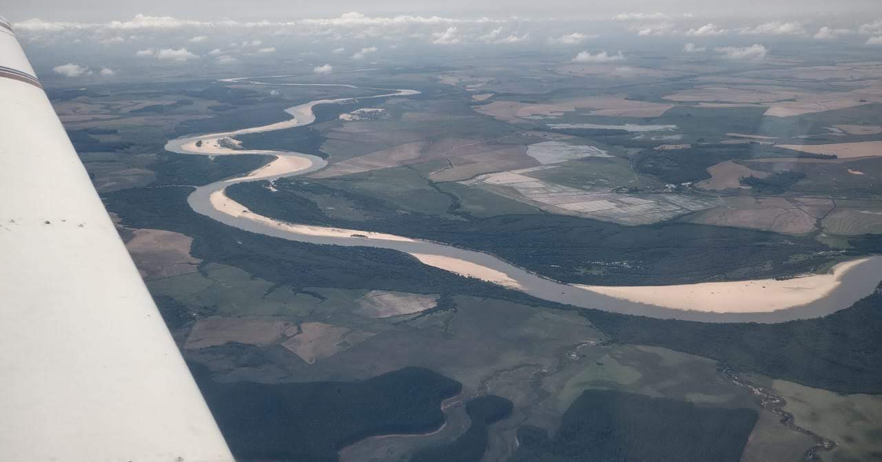 River seen from the aircraft's wing
